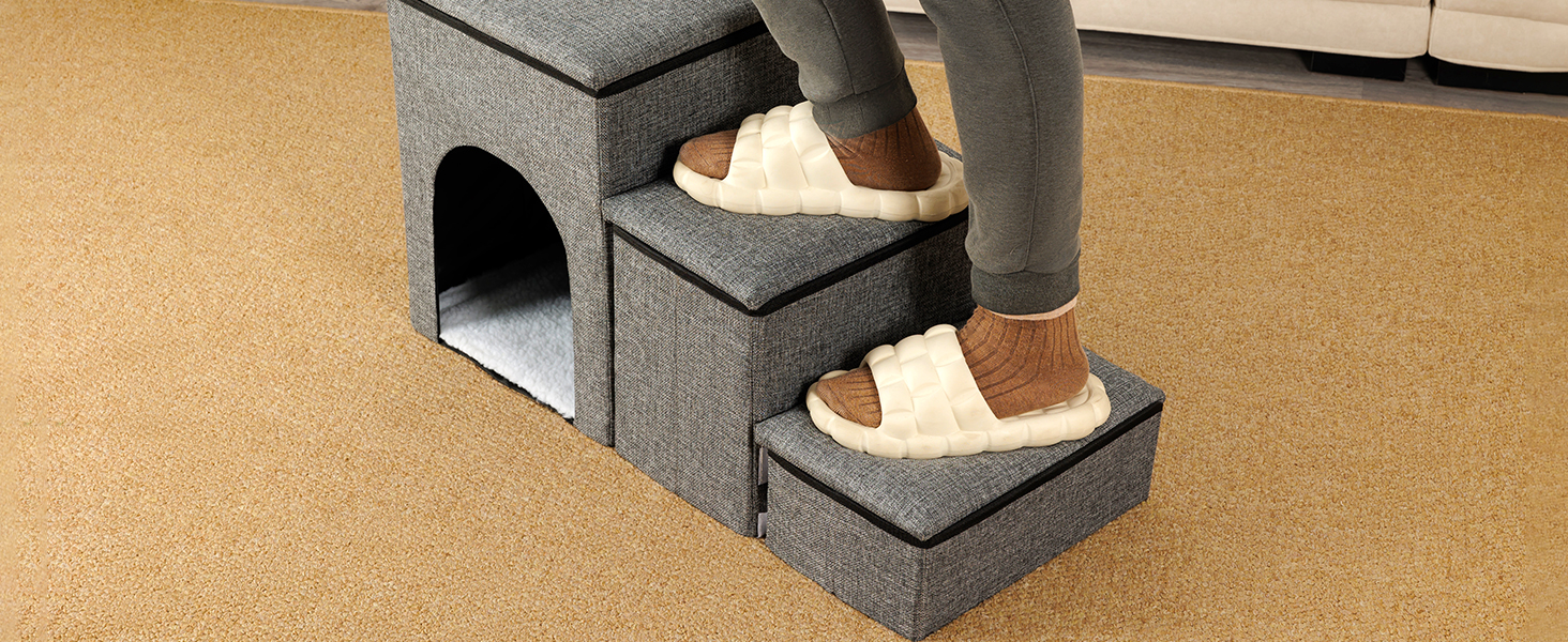 Сходинки для собак FurryPaws: 3-ступенева переносна драбинка для собак до ліжка та дивана, антиковзаюча, для маленьких та великих собак, ідеальна для подорожей