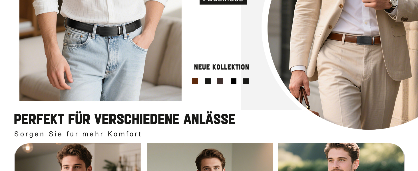 Чоловічий шкіряний ремінь Suosdey з автоматичною пряжкою, 35 мм, чорний, регульований, для джинсів та бізнес-casual стилю, обхват талії 87-105 см