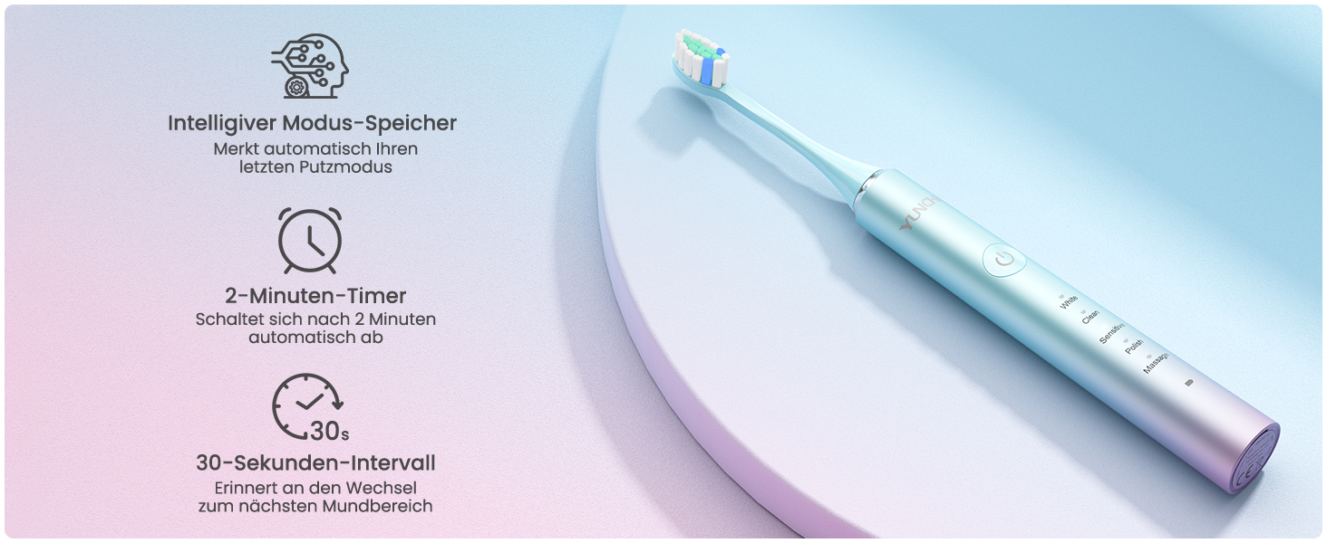 Електрична зубна щітка YUNCHI C2 з 40000 вібрацій на хвилину, звукова щітка для дорослих, зарядка USB-C, акумулятор до 55 днів, 5 режимів чищення, таймер 2 хвилини, 8 насадок, дорожній футляр, чорний (Ycdz-y7)