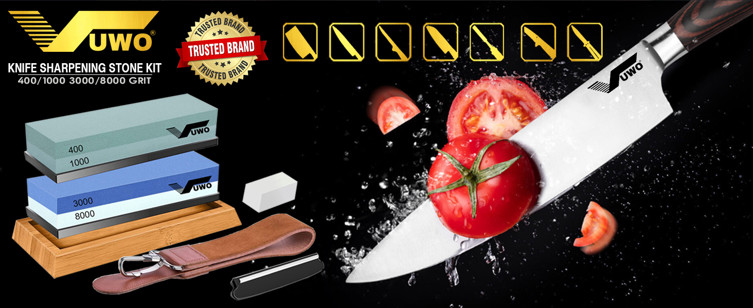 Набір для заточування ножів Vuwo 2-в-1: 400/1000 грінь. З антиковзким тримачем