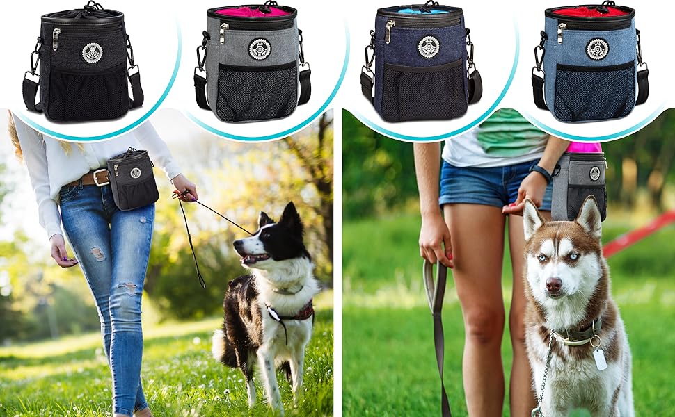 Преміум сумка для ласощів для собак HUND IST KÖNIG - універсальна, містка, з дозатором для відходів та Ebook для дресирування (Чорний, 16 x 18 x 6 см)