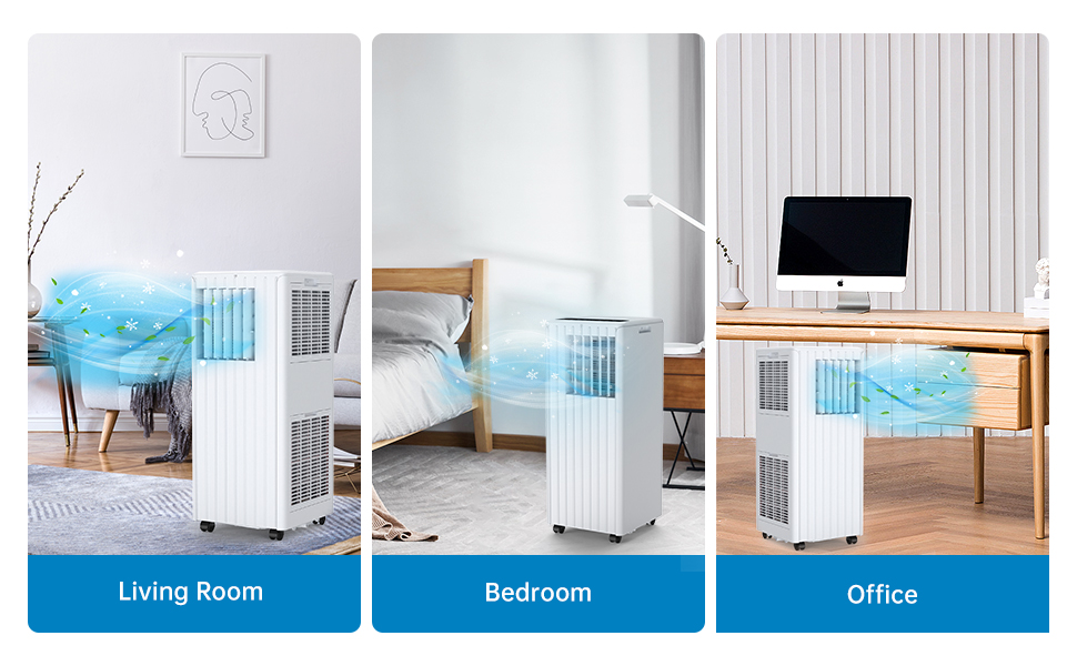 Мобільний кондиціонер 7000BTU/2.0kW: охолодження, вентиляція, осушення, до 68 м³