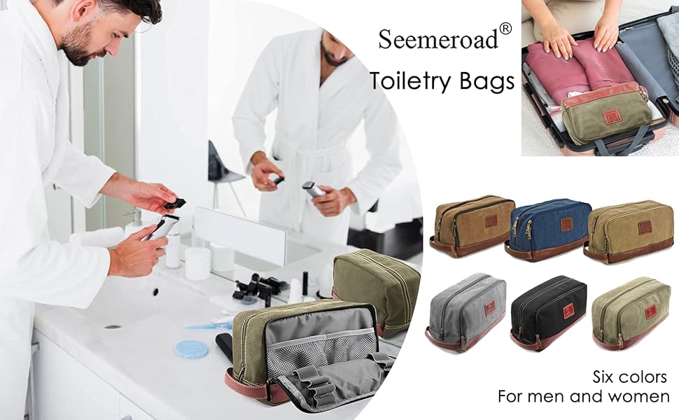 Чоловіча та жіноча дорожня косметичка з канвасу, розкладний органайзер для туалетних аксесуарів (блакитна, велика) 28x16x14 см