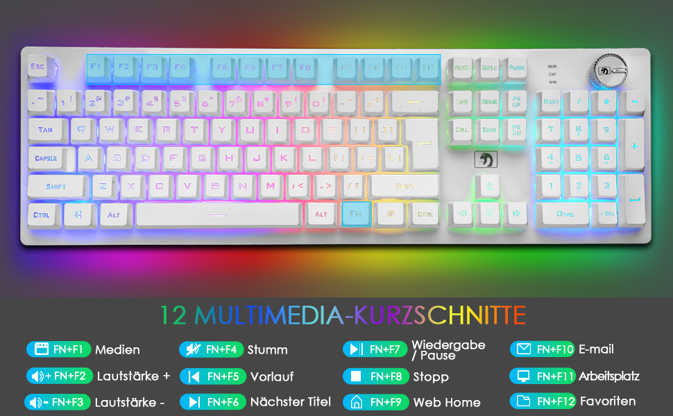 FELiCON Комбо-набір бездротової клавіатури та миші, 4800mAh, RGB LED-підсвічування, керування кнопками, ергономічний дизайн, 7 кольорів, чорний (K&M)