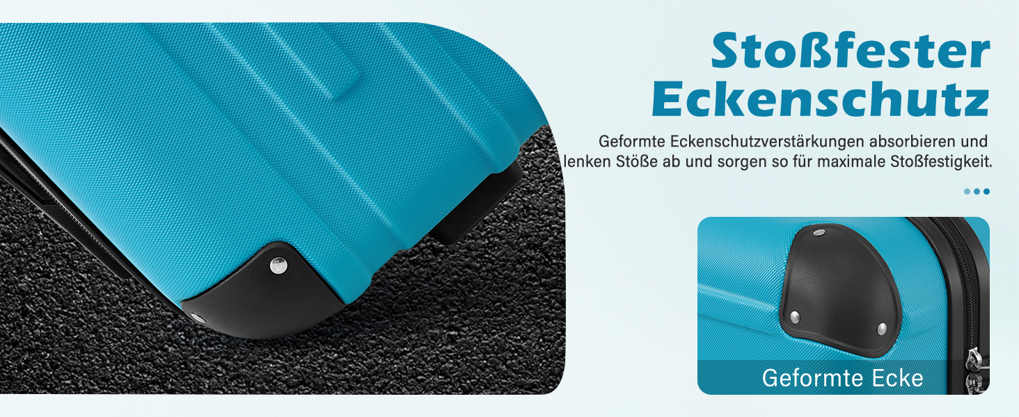 Валіза COOLIFE з ABS пластику, розширювана, з TSA замком та 4 колесами, туркіс-зелена, для ручної поклажі