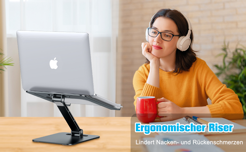 Підставка для ноутбука Babacom, регульована по висоті, складна, з алюмінієвого сплаву, ергономічна, з вентиляцією, сумісна з MacBook Air, Pro та іншими ноутбуками 10-16' (сіра)