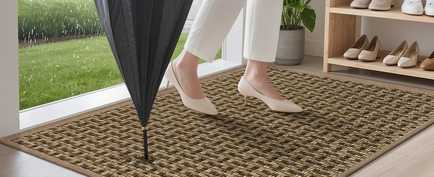 При welcoming-килимок LEKEEPGO для входу, протиковзний вологопоглинаючий килим у передпокій, що миється, коричневий, 43x75 см
