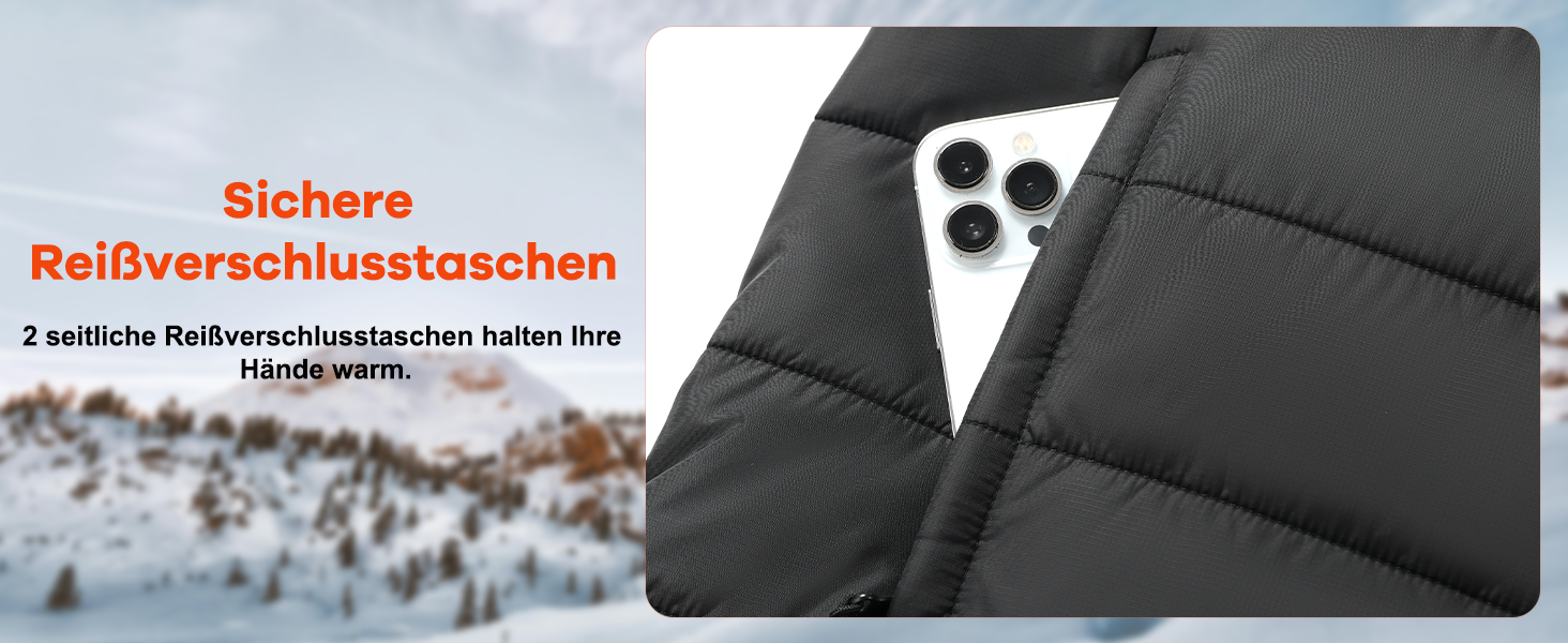 Обогреваемый жилет для мужчин с PowerBank 18400mAh, жилет з 8 зонами обігріву, чорний, L