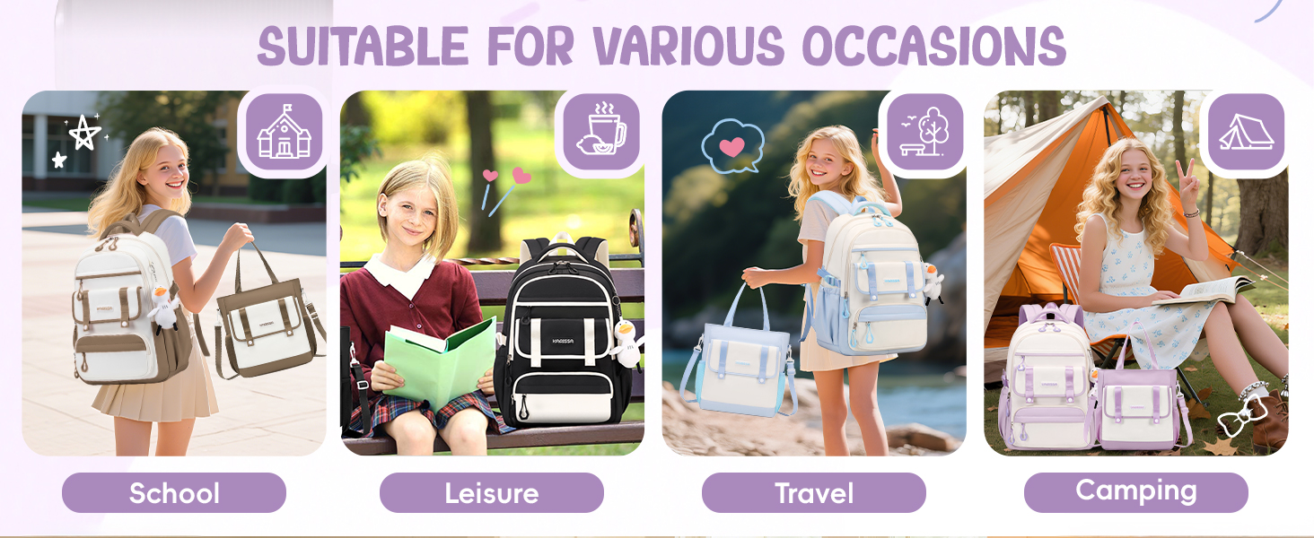 Шкільний рюкзак для дівчинки 2 в 1, рюкзак для підлітків 3-7 класів, шкільний набір з сумкою через плече, блакитний