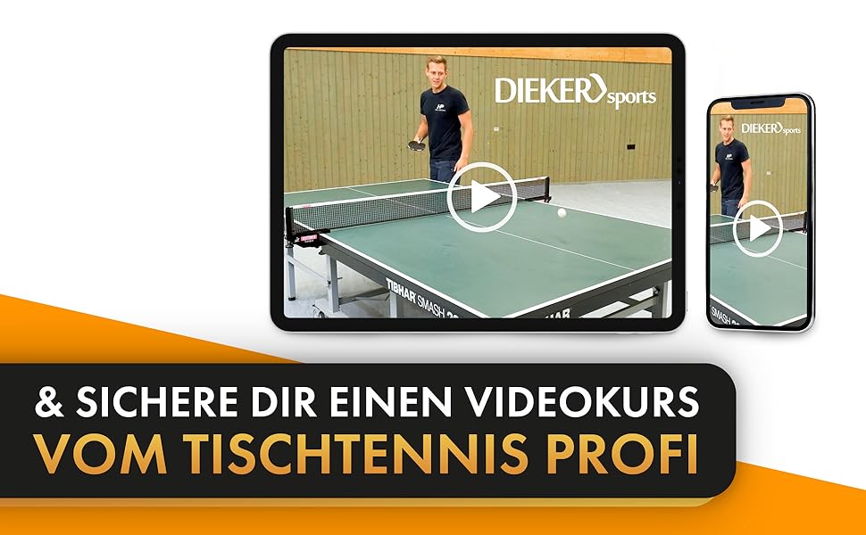 Набір для пінг-понгу DIEKER | 2 ракетки, 3 преміум м'ячі, міцна сумка | Для всієї родини, чорний