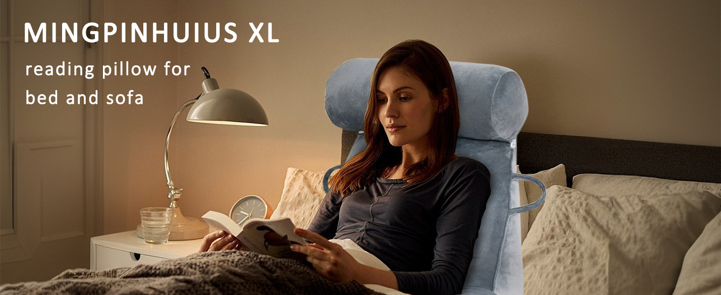 Подушка для читання MINGPINHUIUS XL для ліжка та дивану з знімною подушкою для шиї, ідеальна для дорослих, з піною з пам'яті для комфортного читання, роботи, ігор, перегляду телевізора та відпочинку (Чорний)