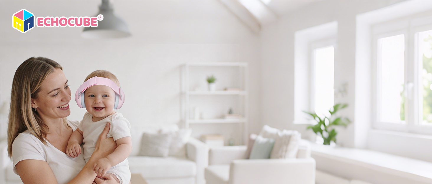 Дитячі навушники для захисту від шуму, регульовані, 0-48 місяців, сертифіковані CE та ANSI, 25 dB, для літаків, сну, рожеві