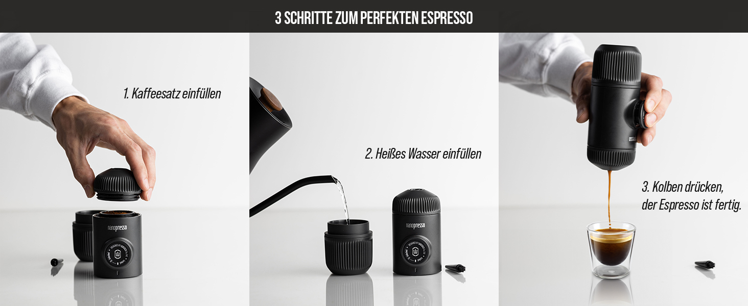 Портативна кавоварка WACACO Nanopresso, 18 Бар, ручна, для подорожей, кемпінгу та походів, оновлена версія Minipresso, помаранчева, без чохла