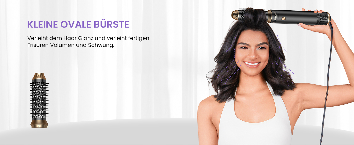 Фен-щітка 6-в-1 Haarstyler Pro: сушка, укладка, завивка, об'єм. 1000W, іонізація, для створення об'єму та гладкості волосся. Комплект фена-щіток для дому та салону краси (сірий)