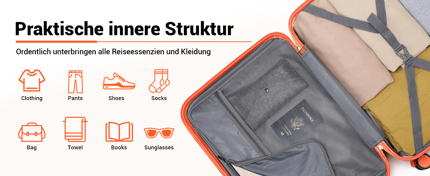 Чемодан British Traveller для ручної поклажі, середній, 64*43*26.5 см, з TSA-замком, ABS+PC, помаранчевий