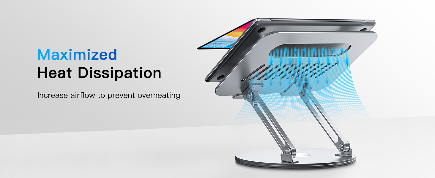 Підставка для ноутбука регульована по висоті, складана, ергономічна з вентиляцією та 360° поворотом, вертикальна, сумісна з MacBook, Dell, HP, 11-16'