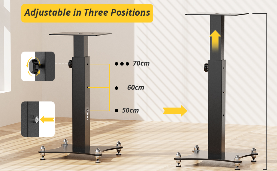 Підставка для колонок, регульована по висоті 50-70 см, універсальна, з кабелеуправлінням, 30 кг, набір 2 шт.