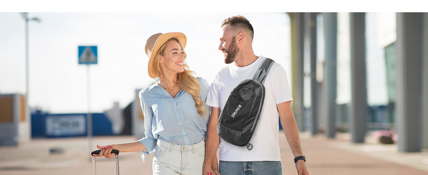 Сумка на плече G4Free з RFID-блокуванням, кросбоді рюкзак з передньою кишенею, для походів, щоденний рюкзак, нагрудна кишеня для жінок та чоловіків сірого кольору