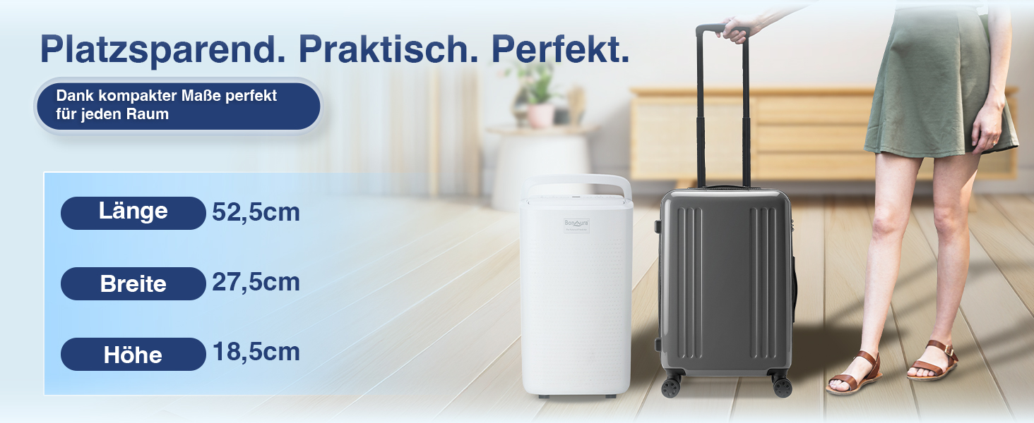 Електричний осушувач повітря BonAura® 10L з LED дисплеєм, таймером та авто-режимом - для підвалів та приміщень до 40м³ - допомога від плісняви