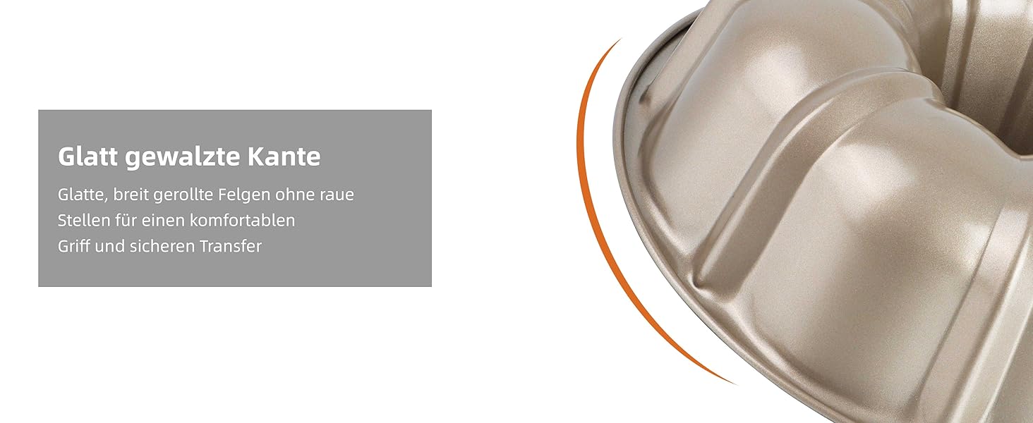 Форма для кексів Onader Gugelhupfform, 25.5 см, з антипригарним покриттям, з нержавіючої сталі, для випікання кексів, хліба, тортів. Золотий колір