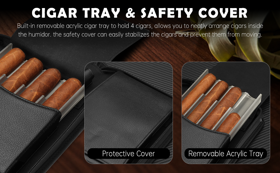KEJIAR Набір для зберігання сигар: Humidor, ріжучий інструмент, зволожувач, коричневий