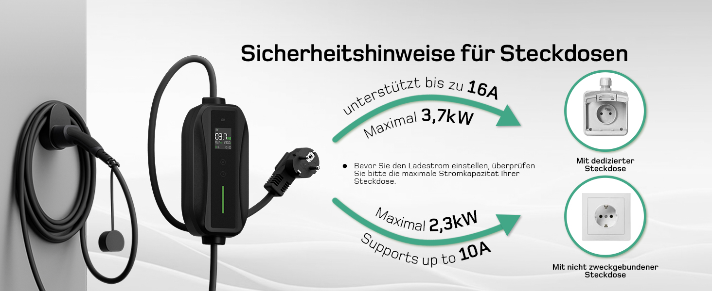 Кабель зарядки Schuko 3.68kW для електромобілів, 6м, 6-16A з цифровим дисплеєм