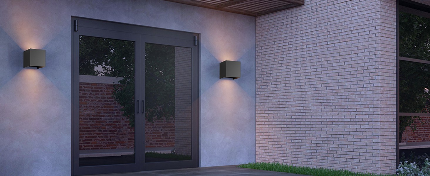 LED вуличне освітлення Klighten, 2 шт., 7W, регульований світловий потік, тепле біле світло, IP65, вологостійке, чорний колір