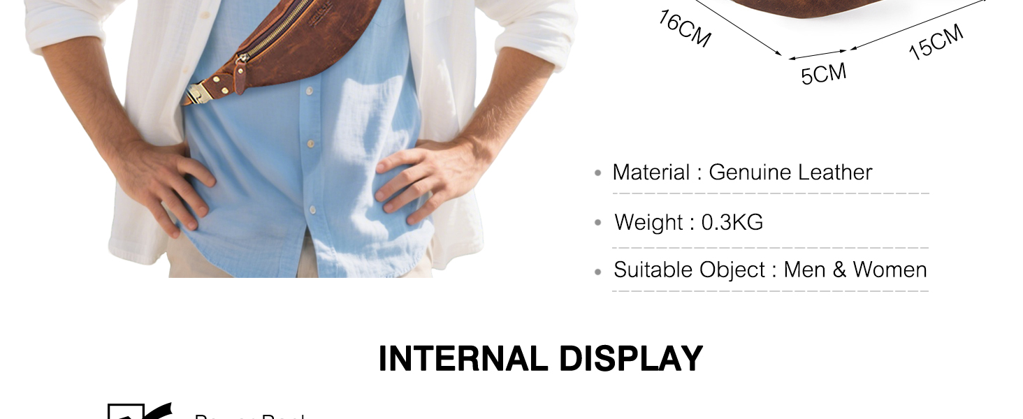 Чоловіча сумка через плече FANDARE з натуральної шкіри, бананка, поясна сумка для подорожей, туризму, занять спортом (Димно-коричневий)