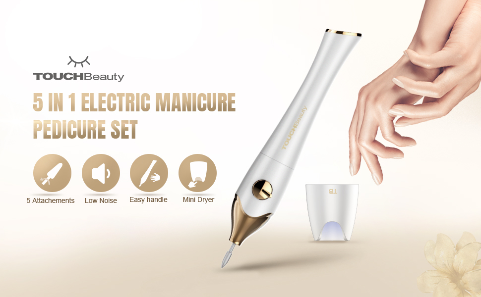 Електричний фрезер для нігтів TOUCHBeauty 5-в-1 AG-1335C (Золотий) з LED/UV сушкою та підставкою