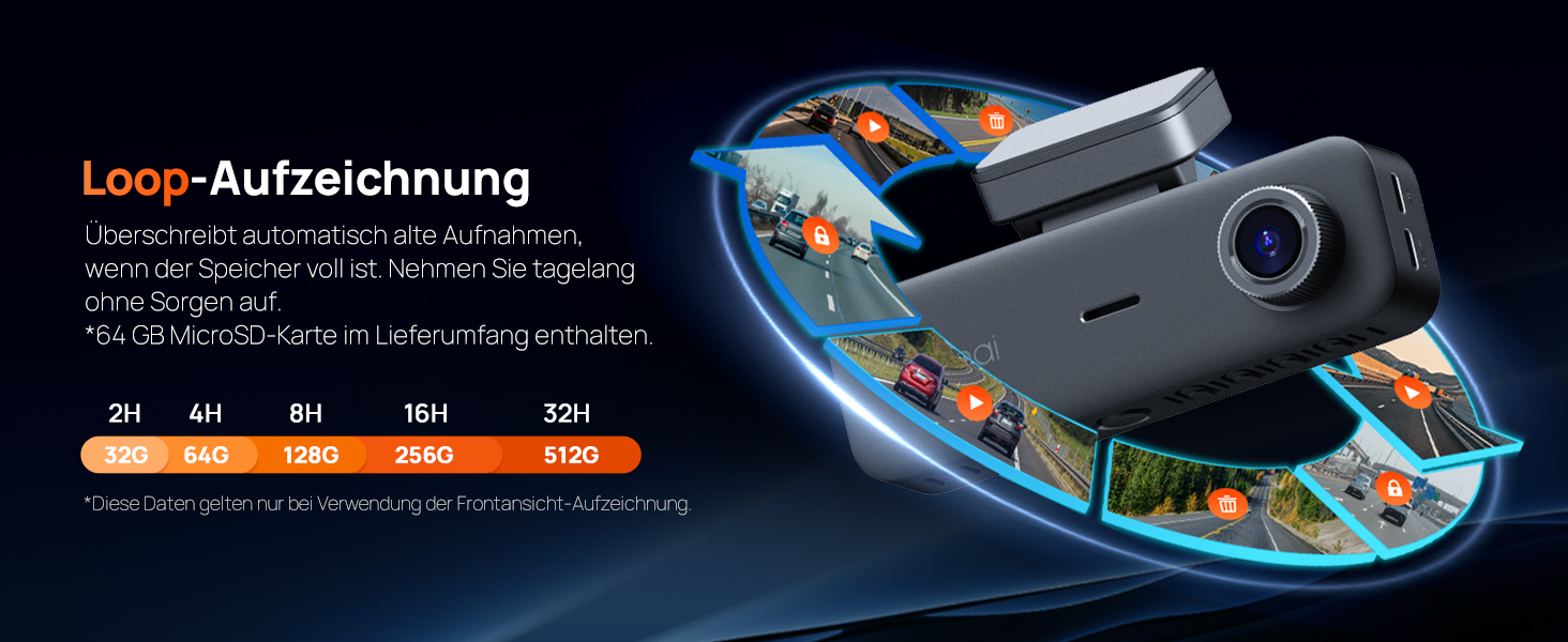 Автомобільний відеореєстратор 70mai T800E 4K 3-канальний (передній, внутрішній, задній) з HDR, ІЧ-нічним баченням, GPS, WiFi 6 та карткою пам'яті 64GB