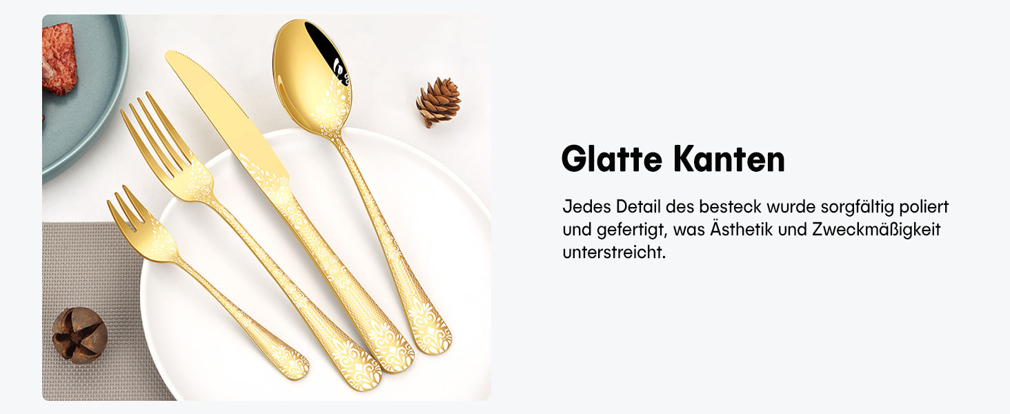 Набір столових приборів на 6 осіб HONKKU, 30 предметів, нержавіюча сталь, з ножами для стейку, чорний, безпечний для мийки посуду