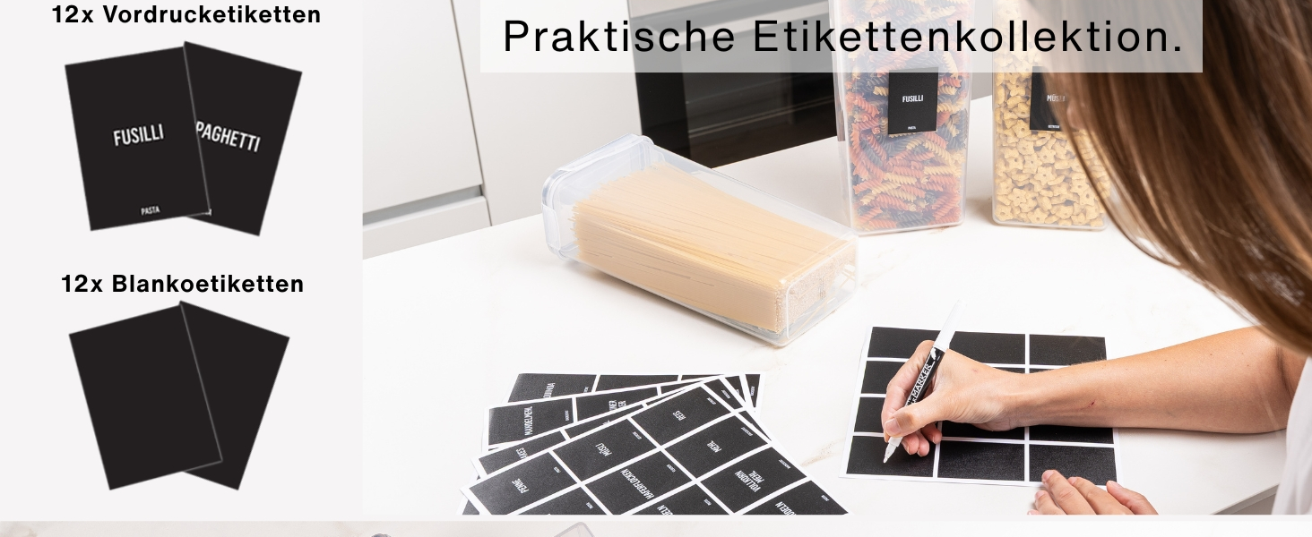 Набір контейнерів для зберігання Deco haus® 24 шт. з кришкою, герметичні - для кухні, продуктів, організації - для борошна, макаронів, мюслі