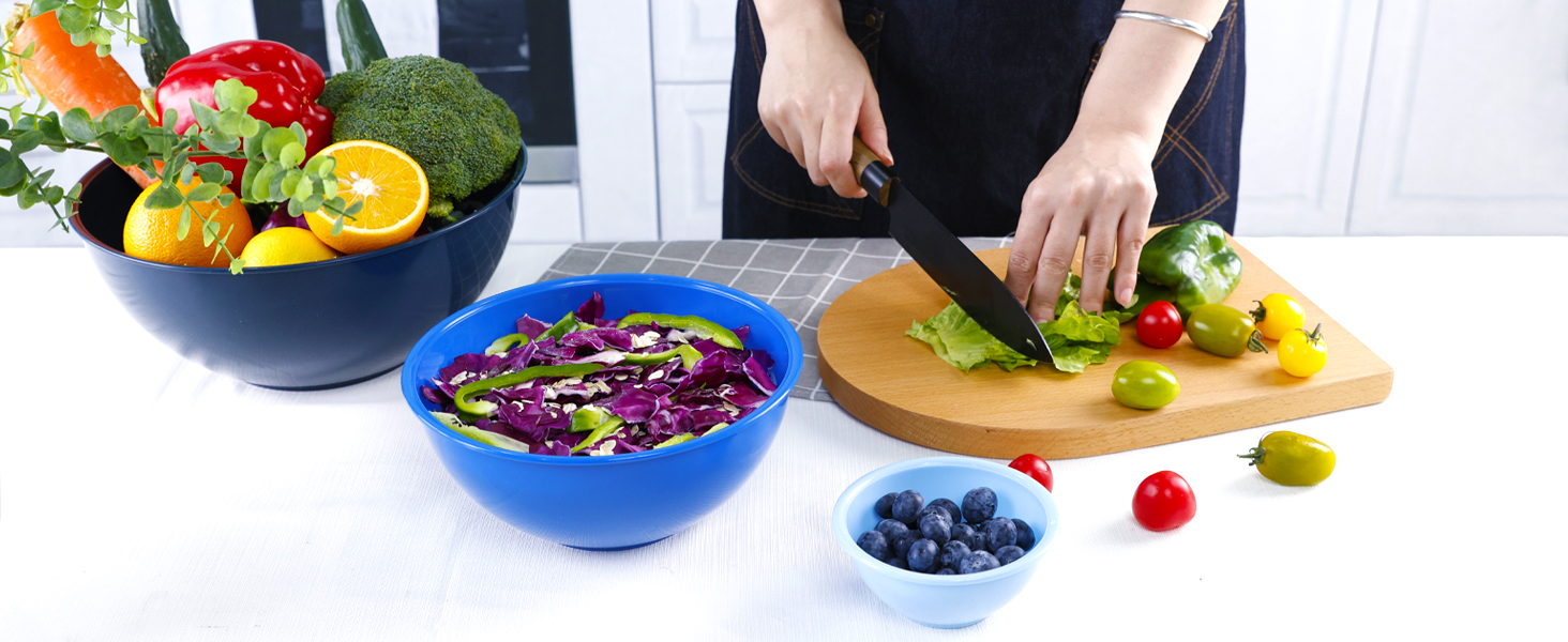 Набір міксерів BoxedHome (12 шт.) з кришками, синій. Зручні, багаторазові, неслизькі, стійкі до утворення подряпин. Ідеально підходять для приготування салатів та інших страв.