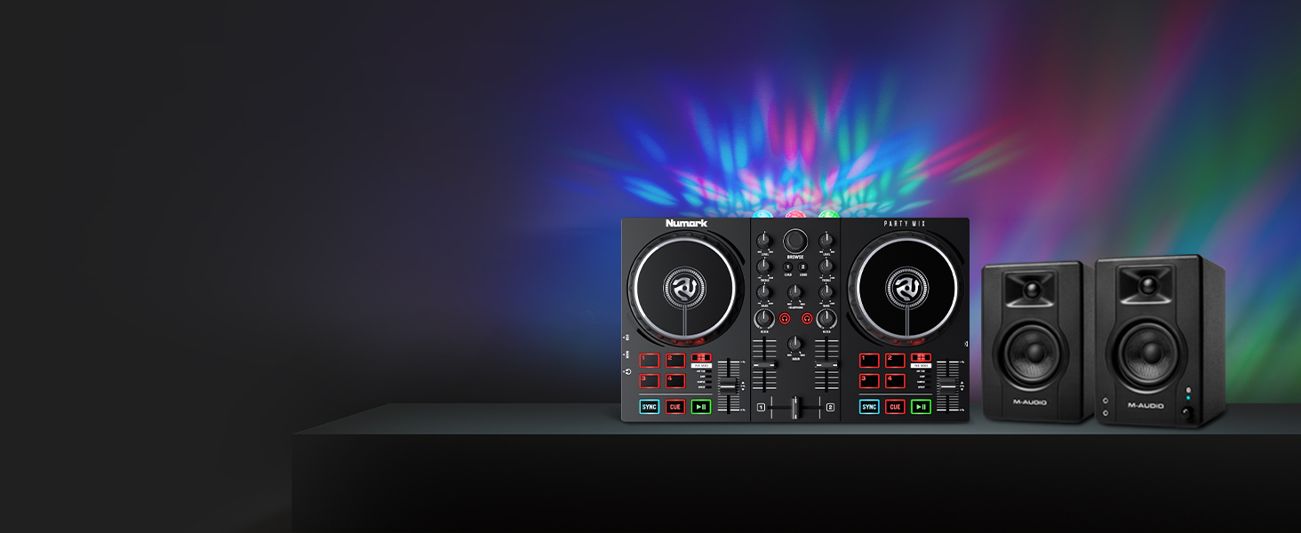 DJ контролер Numark Party Mix II з підсвіткою, 2 деки, вбудований мікшер, аудіоінтерфейс та Serato DJ Lite