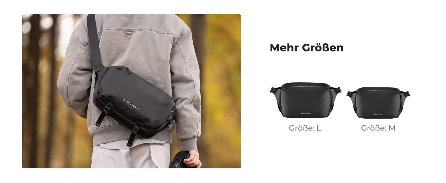 Рюкзак для камери K&F Concept, сумка через плече, фотосумка, чорний (M)