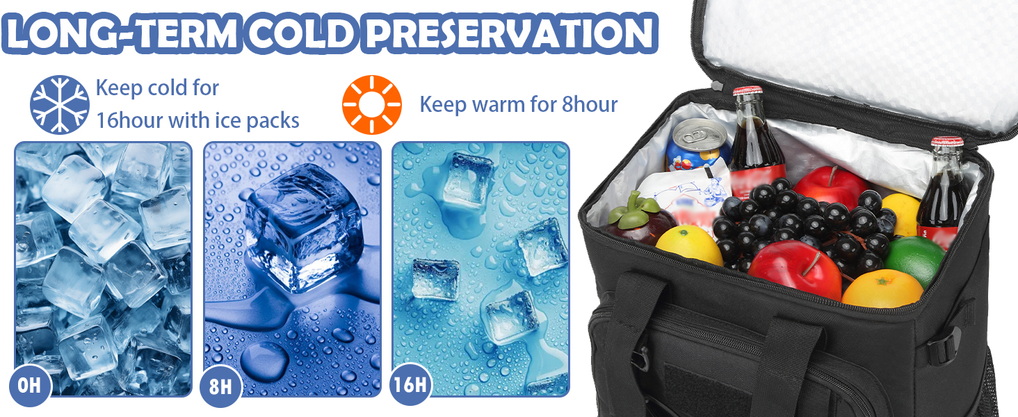 Терморюкзак для пікніка на 42 банки: чорний, тактичний, ізольований, для відпочинку на природі