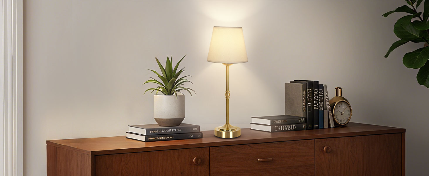 OUTON Настільна лампа 2 шт. Бездротова, диммер, 3 кольори світла, 4000mAh, USB-C, 60 годин роботи, акумуляторна, золота для спальні, вітальні, їдальні