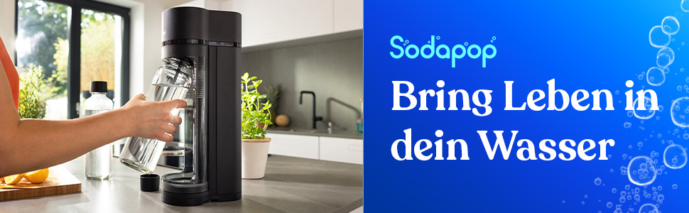 Sodapop Logan - Газований пристрій для води з пляшками (850 мл + 600 мл + PET 850 мл), Чорний матовий, 42.6 см