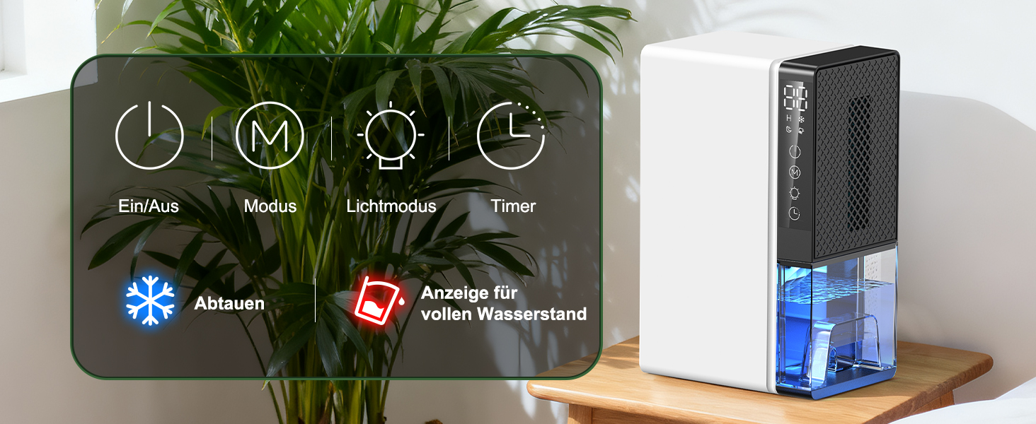 Електричний осушувач повітря 2700 мл з автоматичним вимкненням, таймером, нічним режимом та 7-кольоровим нічним світлом, портативний для дому, ванної кімнати, підвалу (600 мл/24 год)