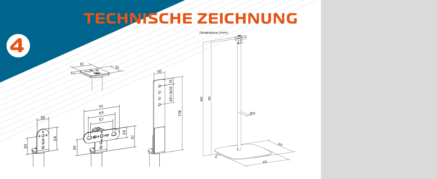 Підставка для колонок Xantron® 2X, регульована висота до 103 см, з антиковзким покриттям та прихованою прокладкою кабелю, з кріпленням, PREMIUM-USF-2