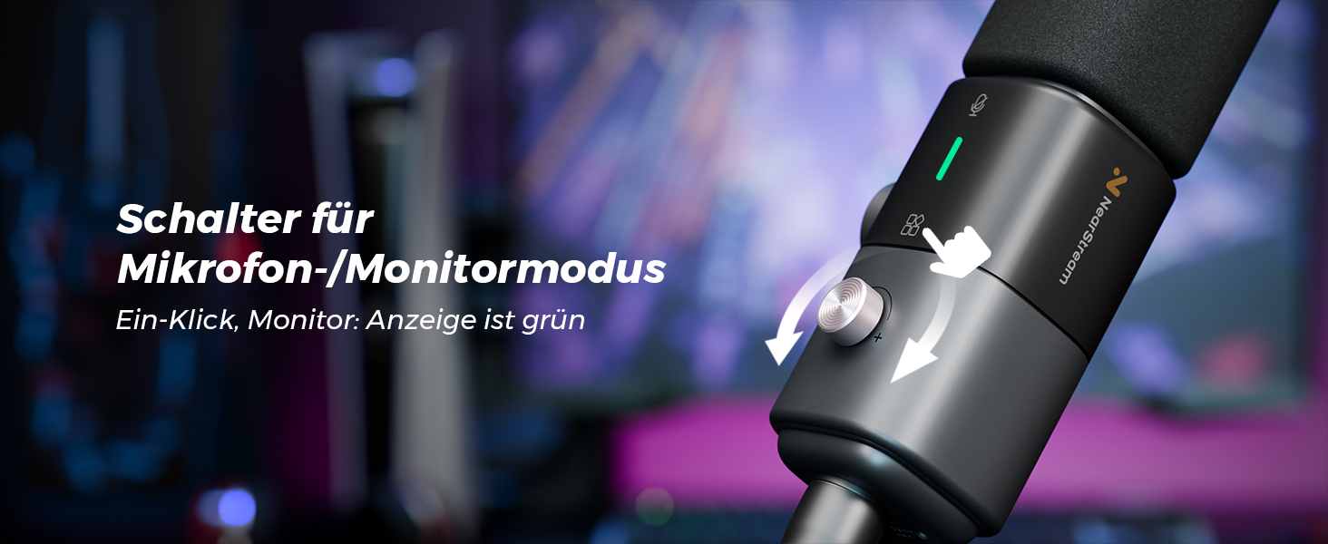 Конденсаторний мікрофон NearStream AM25X з підставкою: USB/XLR, для стрімінгу, подкастів, ігор (PC/PS5/PS4), з функцією моніторингу та шумозаглушення