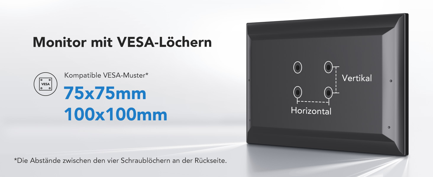 Кріплення для монітора HUANUO, 49 дюймів, ультраширокий, до 12 кг, з USB, VESA 75x75/100x100 мм, чорний