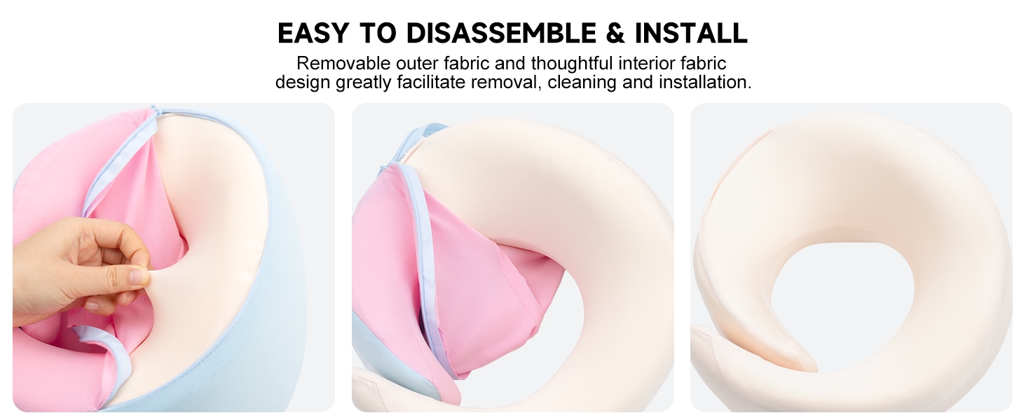 Подушка для шиї Gemice для подорожей, літака, з кріпленням на липучці, з піною з пам'яті, для дорослих, аксесуари для літака, сіра та фіолетова