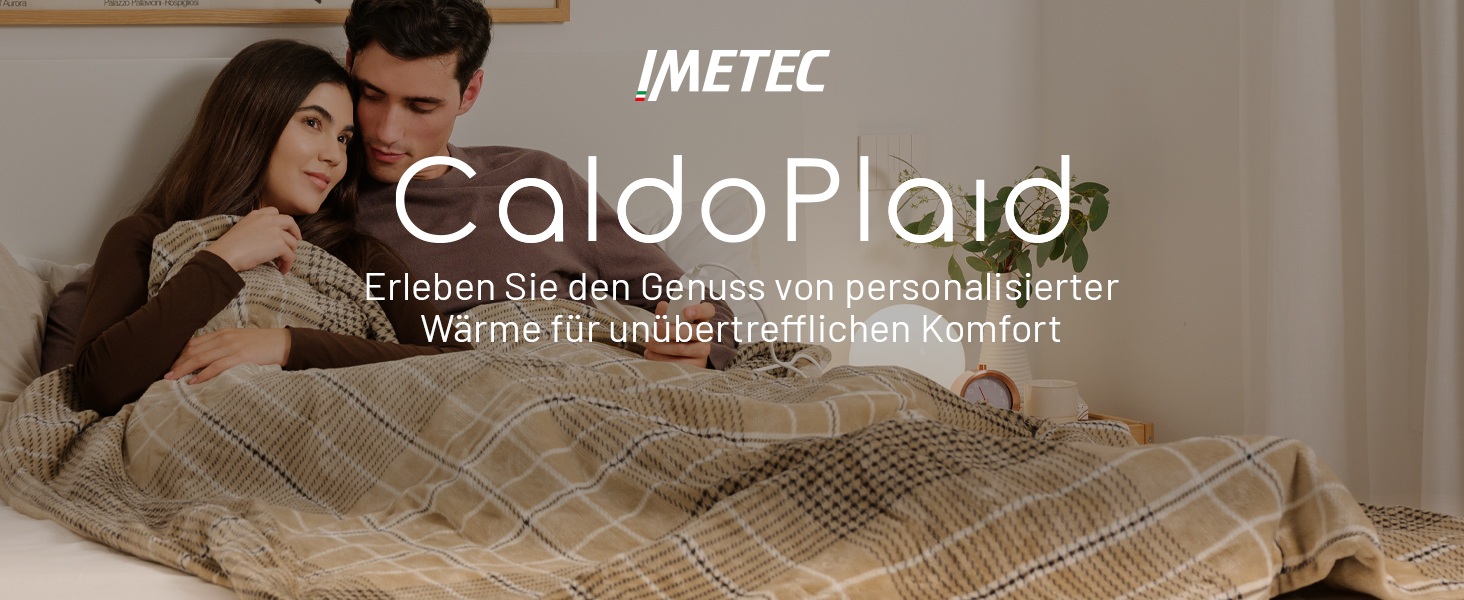 Електрична ковдра Imetec Adapto Tartan Festival, 160x120 см, з м'якої тканини, 6 температур, швидко нагрівається, безпечна, для дому, Velvet