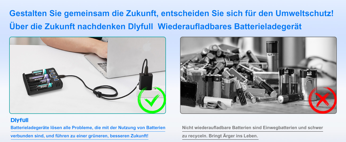 Зарядний пристрій Dlyfull для акумуляторів 18650, 4 слоти, USB-C, LED дисплей, швидка зарядка, сумісний з 18650, 21700, 17500, 16340, 26650, AA, AAA, C, 3.7V Li-Ion та 1.2V NI-MH/NI-CD