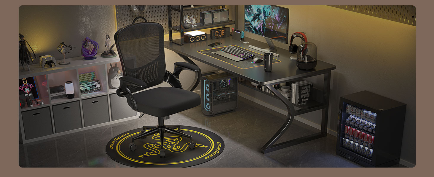 Офісний стіл Naspiro Ergonomic з регульованими підлокітниками, підтримкою попереку та дихаючою сіткою, чорний (без підголівника)