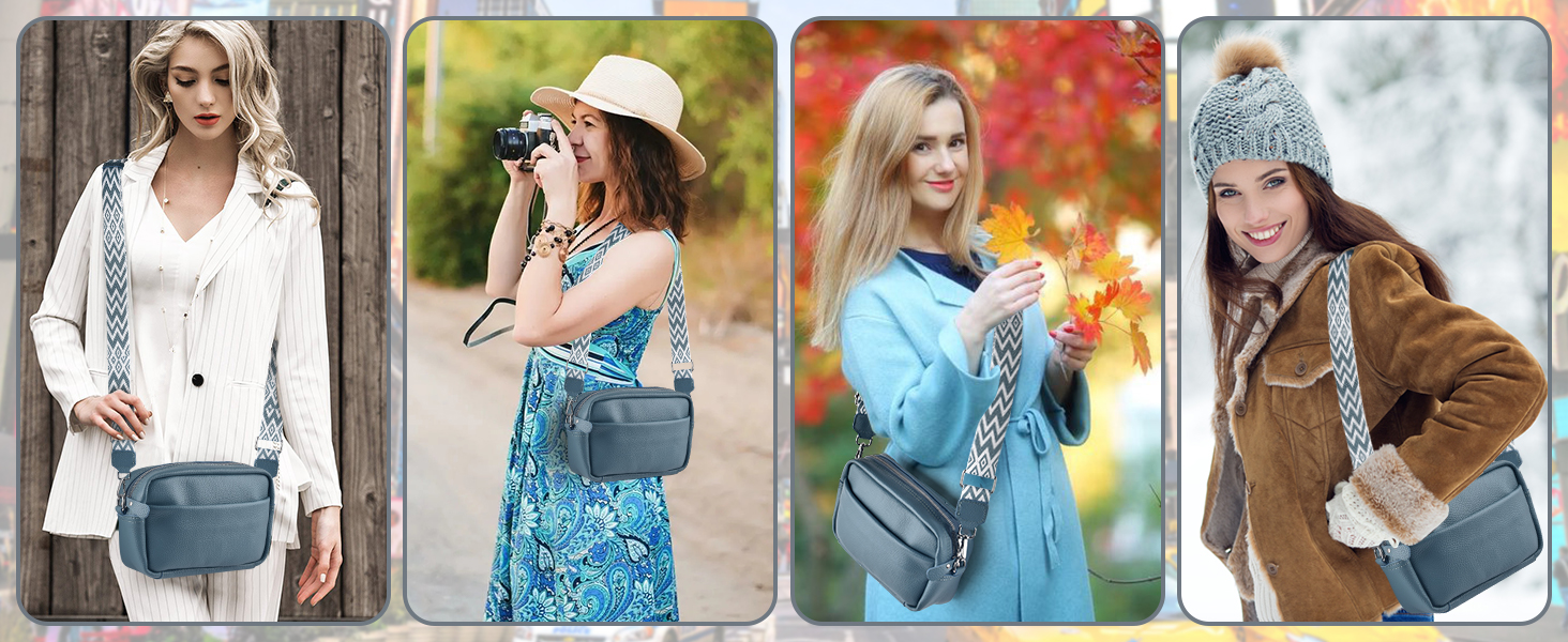 Сумка жіноча через плече BROTOU зі шкіри, чорна. Маленька сумка crossbody з широким ременем та відділеннями для карт