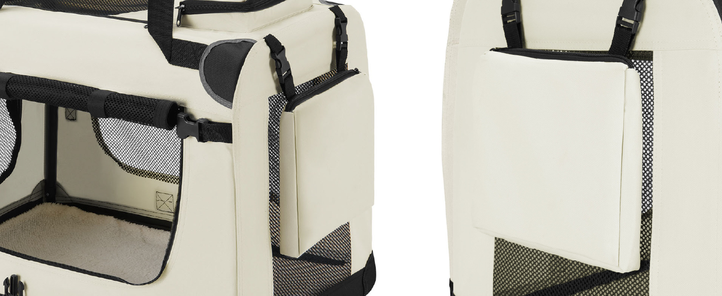 Транспортна переноска для собак Juskys Lassie XL, складна та портативна 56x81x58 см з ковдрою, сумкою та ручками. Підходить для собак, котів та інших домашніх тварин. Оксфордська тканина, переноска для авто, сіра (бежева, L 50 x B 34 x H 36 см)