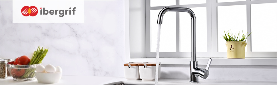 Кухонний змішувач IBERGRIF M22105A, однолеверний, матовий, сріблястий
