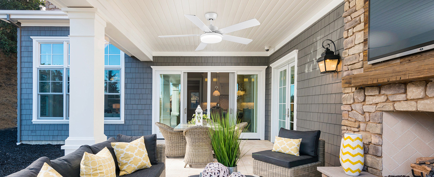 Стеляний вентилятор Newday 153 см з підсвіткою та пультом керування, 5 лопатей, DC мотор, реверс, пам'ять, регулювання яскравості (білий)